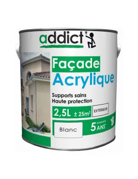 Peinture Façade acrylique 2.5 litres blanc - ADDICT - - 103836Addict