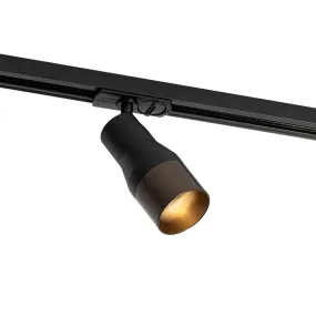 Spot moderne noir avec intérieur bronze foncé pour système sur rail monophasé - Iconic Kohua